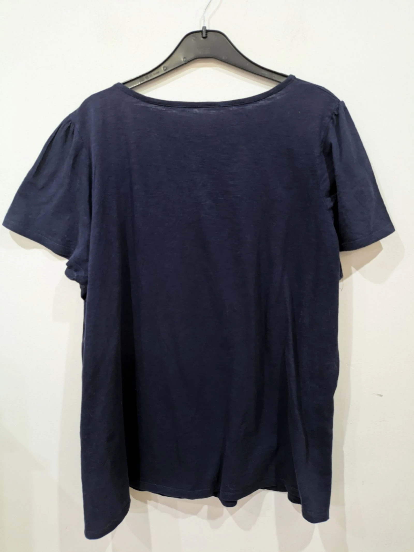 Casual dames T-shirt met korte mouwen in marineblauw met kantdetails en knopen maat 54 – photo 2